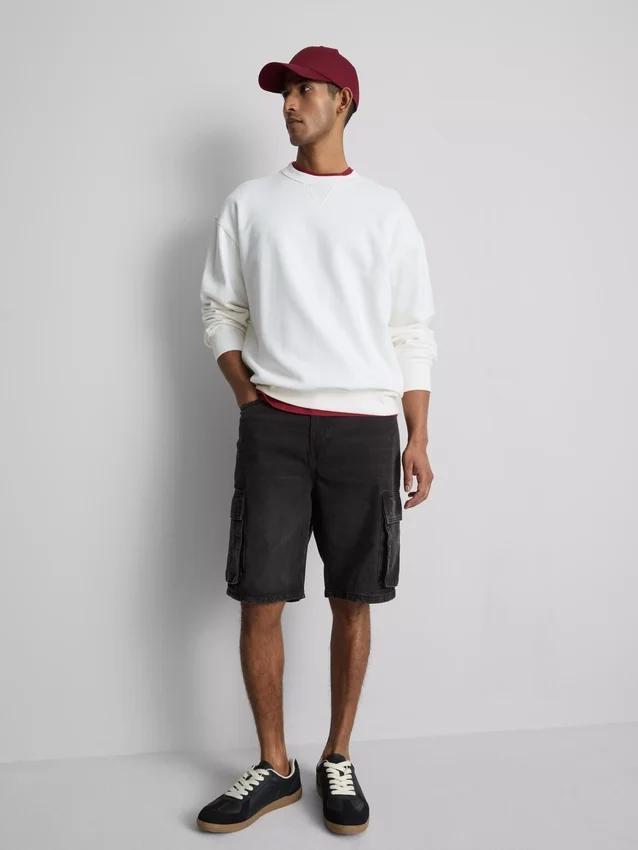 Denim cargo shorts