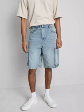 Denim cargo shorts