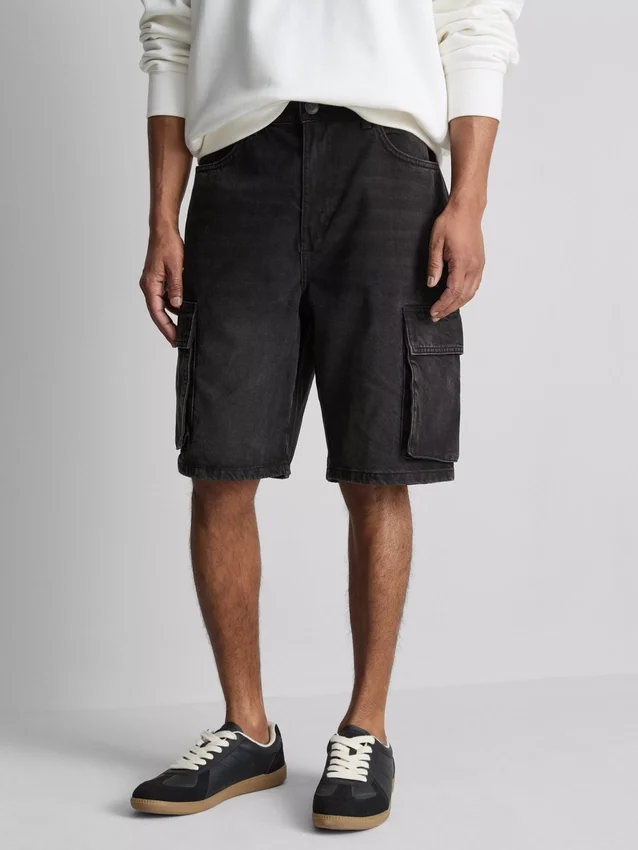 Denim cargo shorts