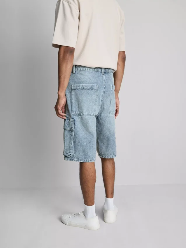 Denim cargo shorts