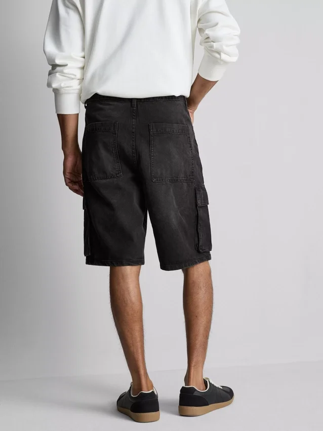 Denim cargo shorts