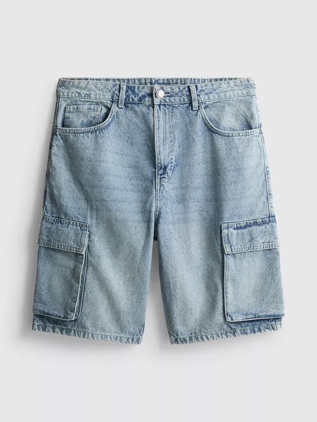 Denim cargo shorts