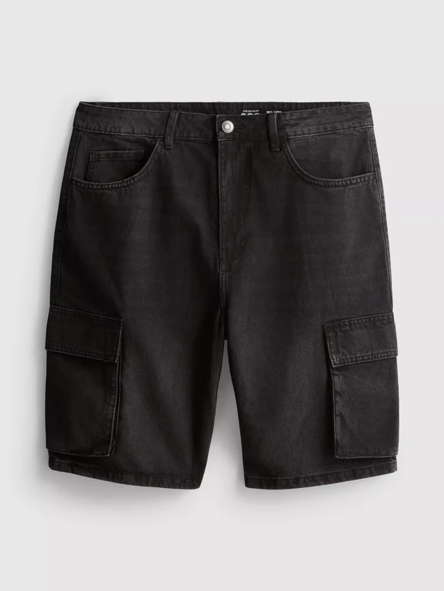 Denim cargo shorts