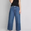 Denim cropped wide-leg jeans