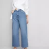Denim cropped wide-leg jeans