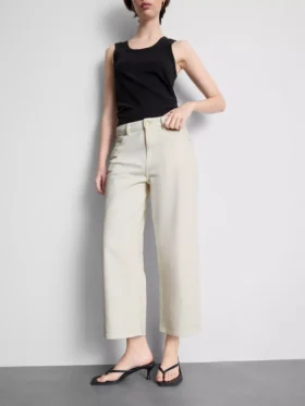 Denim cropped wide-leg jeans