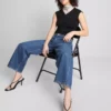 Denim cropped wide-leg jeans