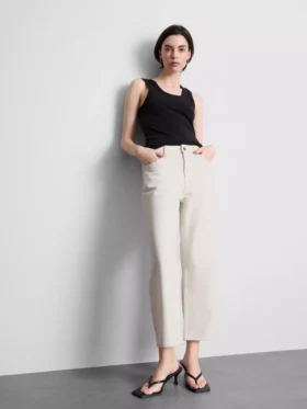Denim cropped wide-leg jeans