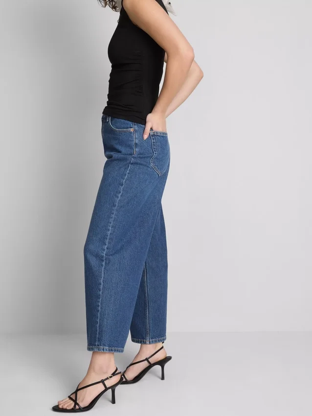 Denim cropped wide-leg jeans