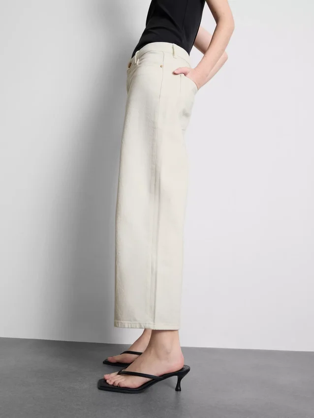 Denim cropped wide-leg jeans