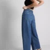 Denim cropped wide-leg jeans