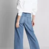Denim cropped wide-leg jeans