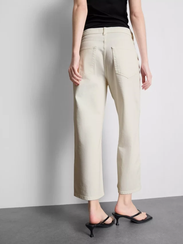 Denim cropped wide-leg jeans