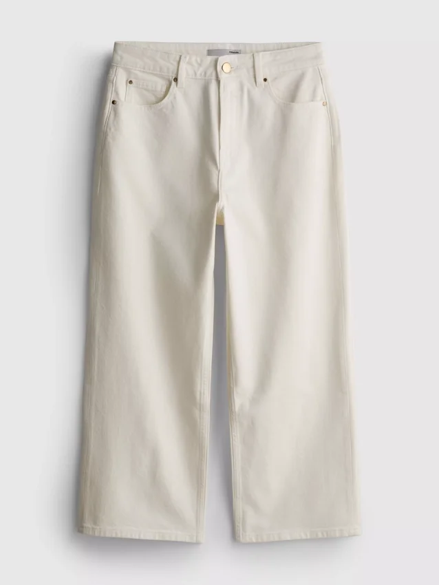Denim cropped wide-leg jeans