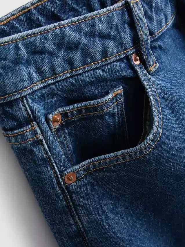 Denim cropped wide-leg jeans