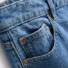 Denim cropped wide-leg jeans