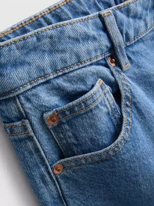 Denim cropped wide-leg jeans