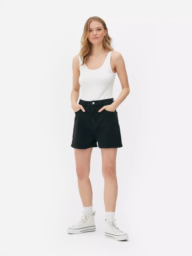 Denim mom shorts
