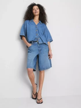 Denim short sleeve shirt