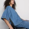 Denim short sleeve shirt