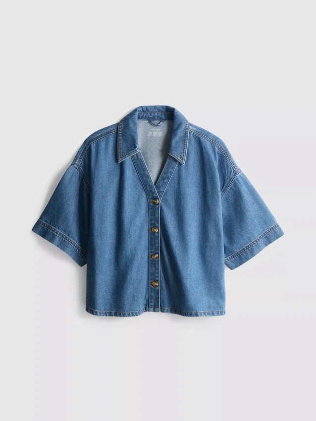 Denim short sleeve shirt