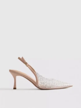 Diamanta faux pearl slingback heels