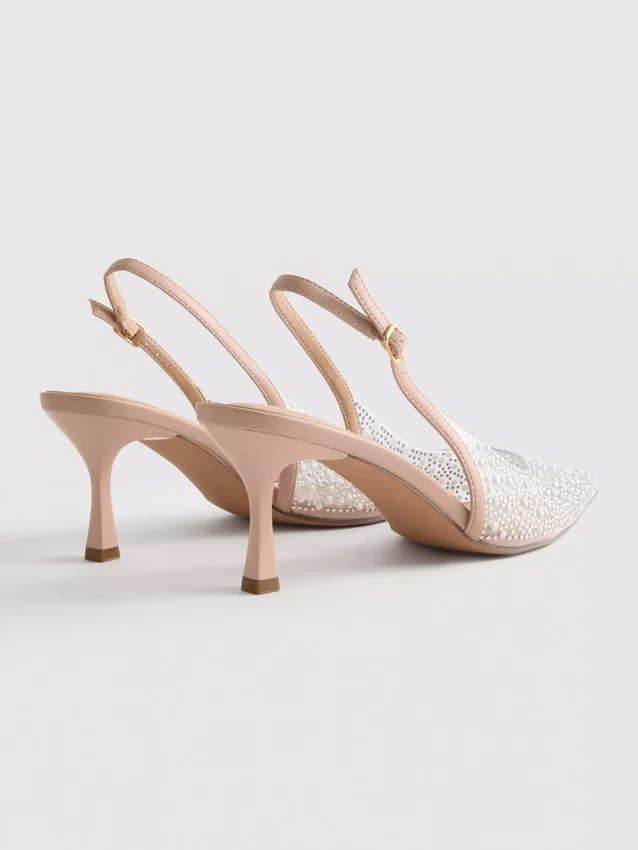 Diamanta faux pearl slingback heels