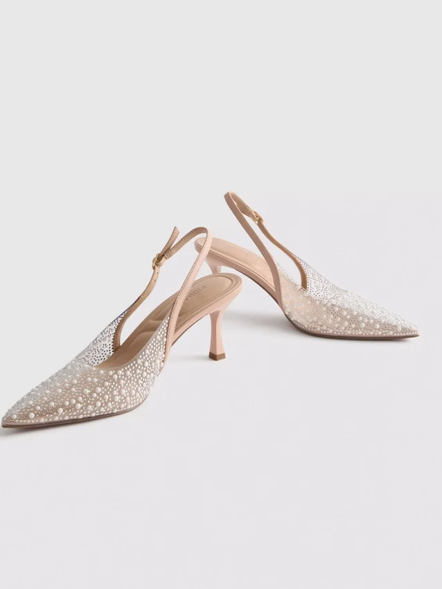 Diamanta faux pearl slingback heels