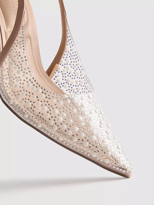 Diamanta faux pearl slingback heels