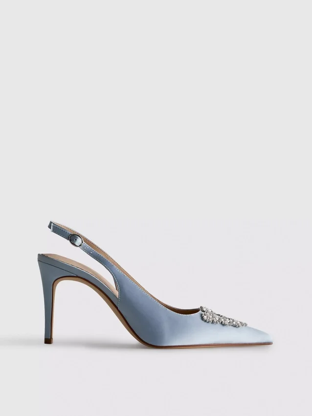Diamanta satin pointed heels