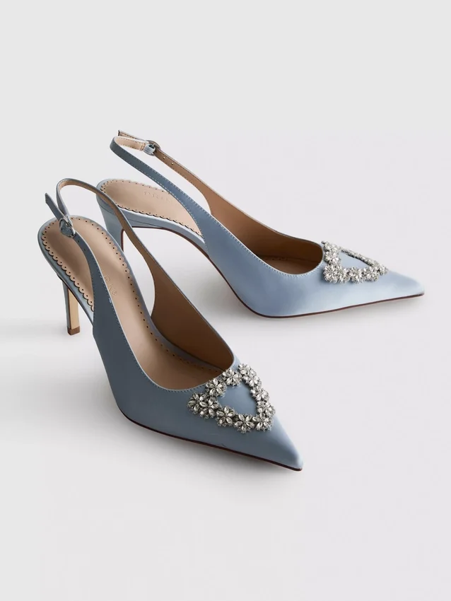 Diamanta satin pointed heels