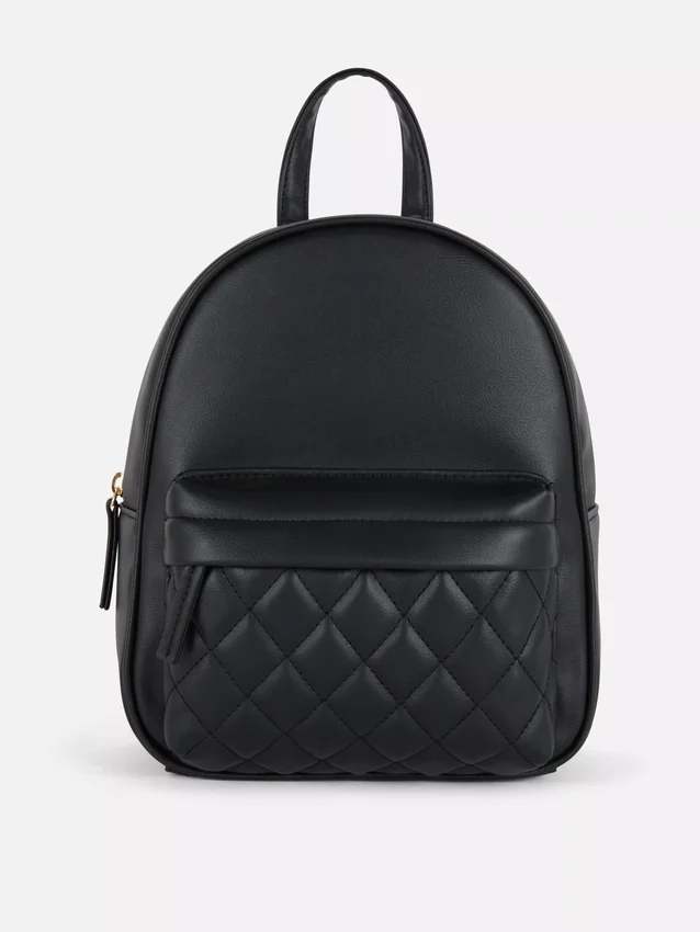 Diamond-quilted mini backpack