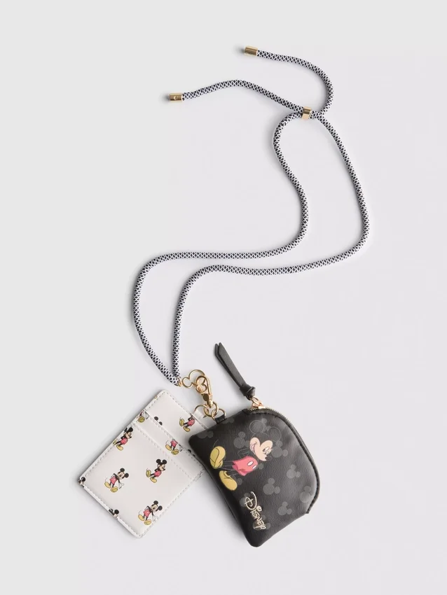Disney's mickey mouse faux leather lanyard wallet