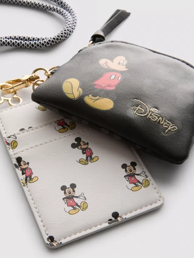 Disney's mickey mouse faux leather lanyard wallet