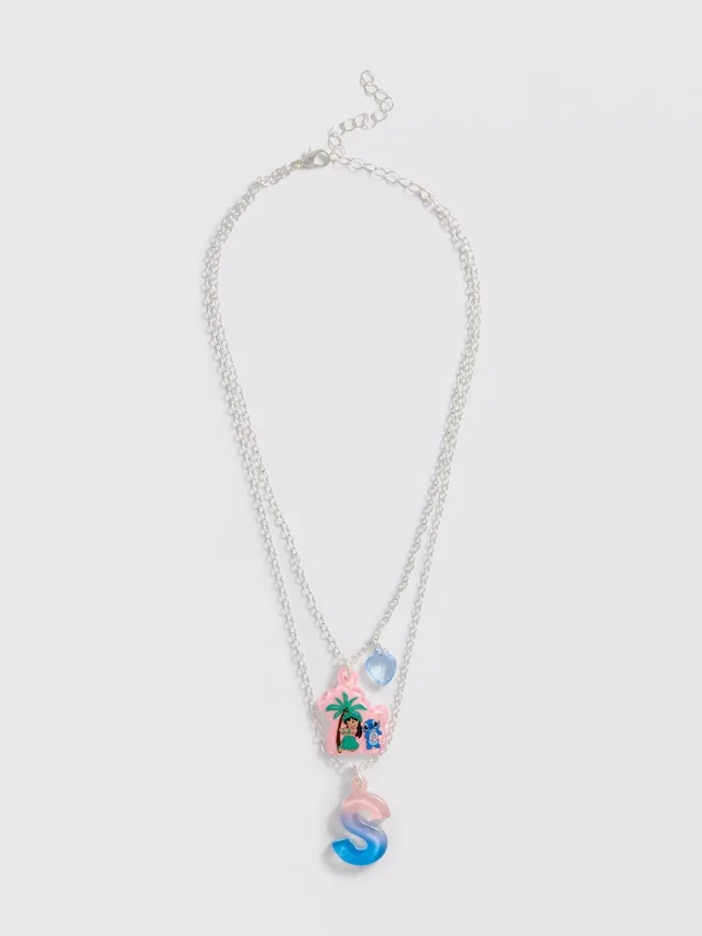 Disney's stitch initial pendant necklace