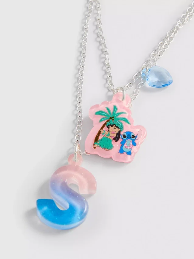 Disney's stitch initial pendant necklace