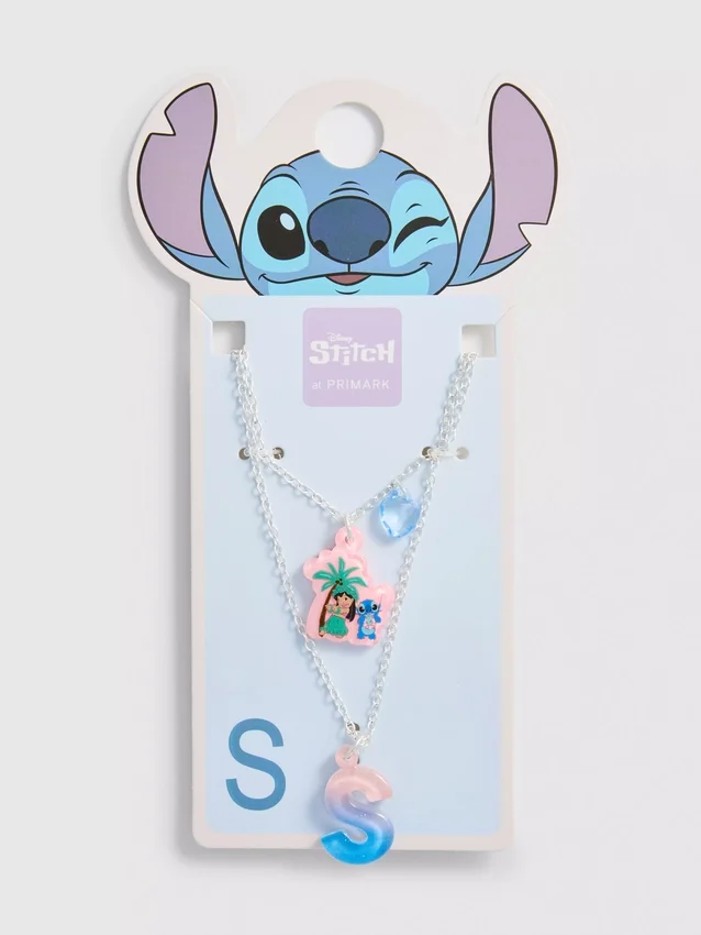 Disney's stitch initial pendant necklace