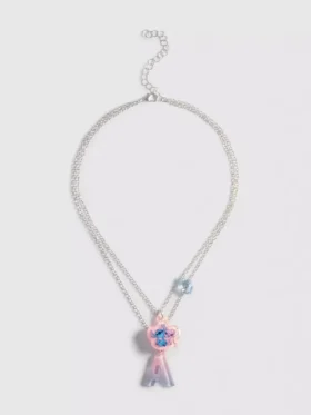 Disney's stitch layered initial necklace