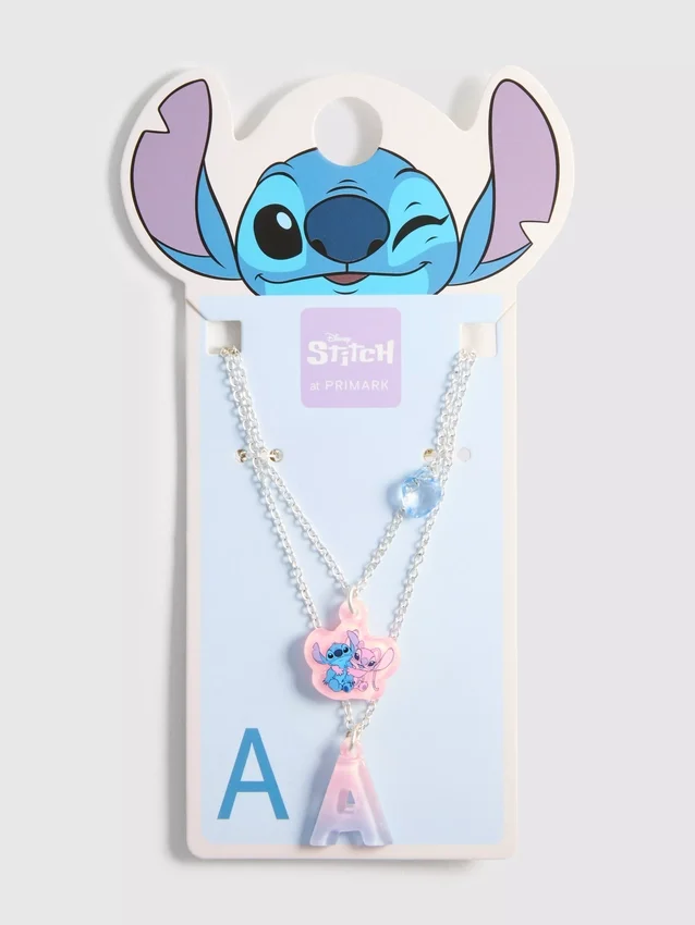 Disney's stitch layered initial necklace