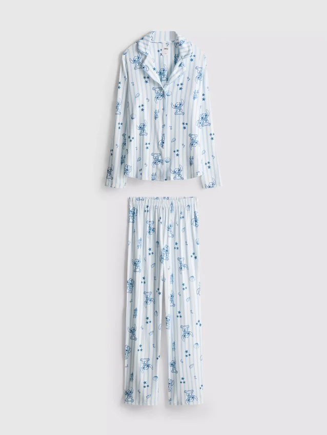 Disney's stitch striped boyfriend pajamas