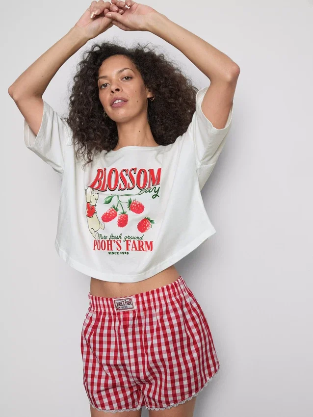 Disney's winnie the pooh gingham shorty pajamas