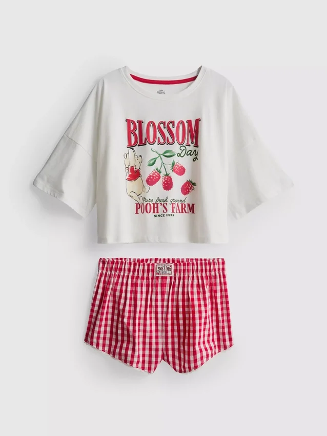 Disney's winnie the pooh gingham shorty pajamas