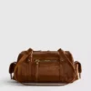 Distressed faux leather bowler bag