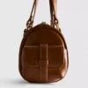 Distressed faux leather bowler bag