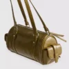 Distressed faux leather bowler bag