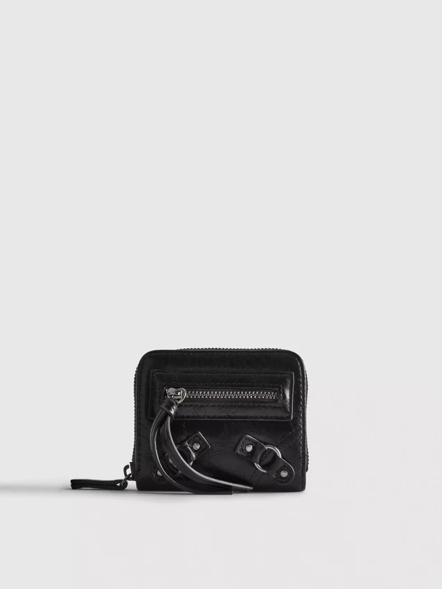Distressed zip-up purse