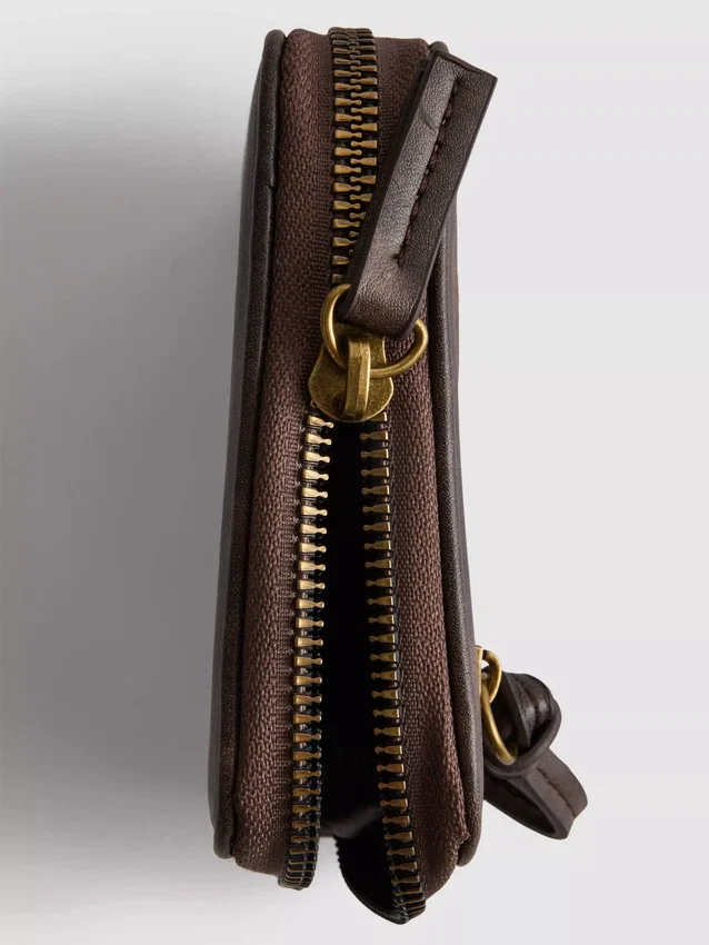 Distressed zip-up purse