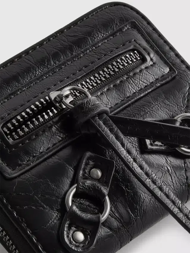 Distressed zip-up purse