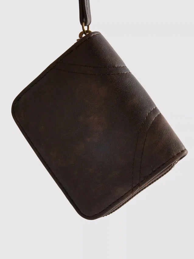 Distressed zip-up purse