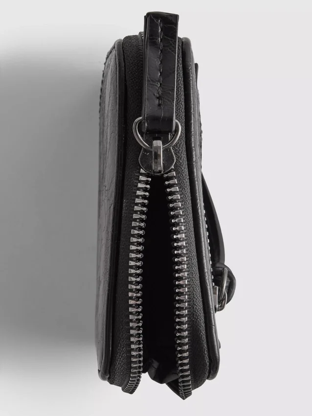 Distressed zip-up purse